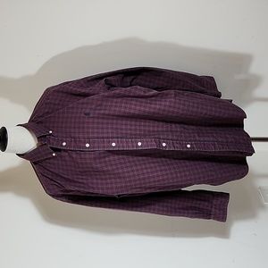 Ralph Lauren Dark Red, Green, Yellow Plaid  Button-Down  Men's Shirt, Size Large